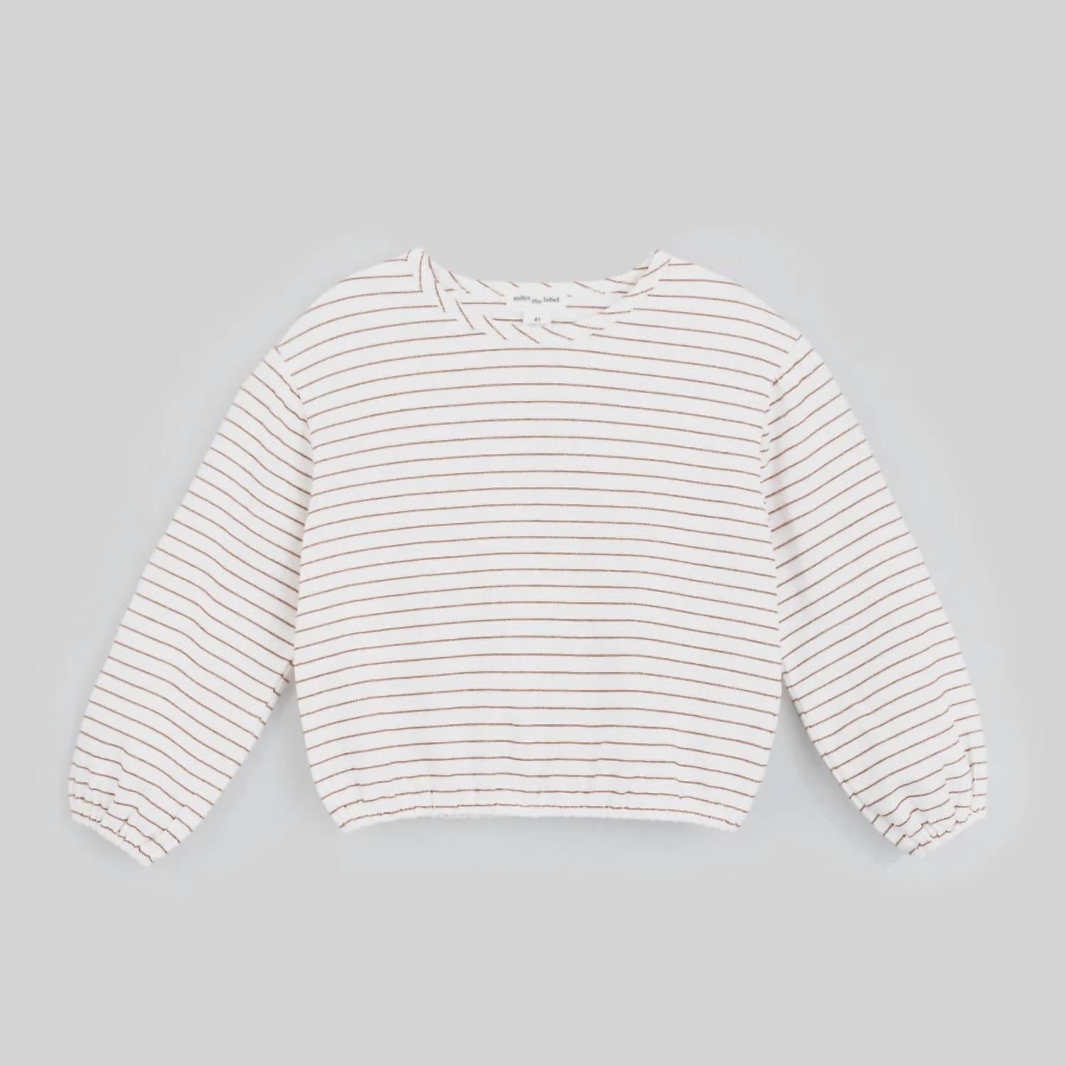 Miles The Label - Girls' Long Sleeve Striped Knit Top