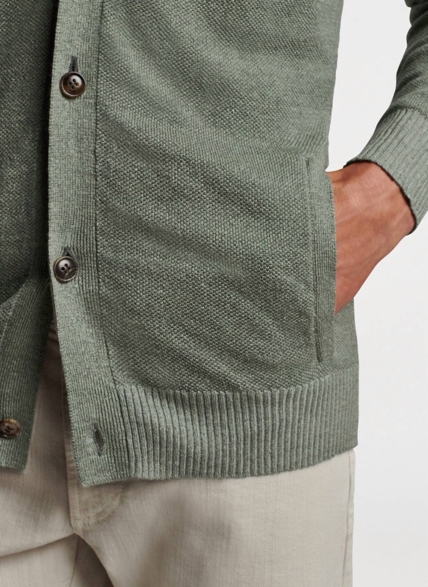 PETER MILLAR Glasgow Button Front Sweater in sage - men's sweater - view 4
