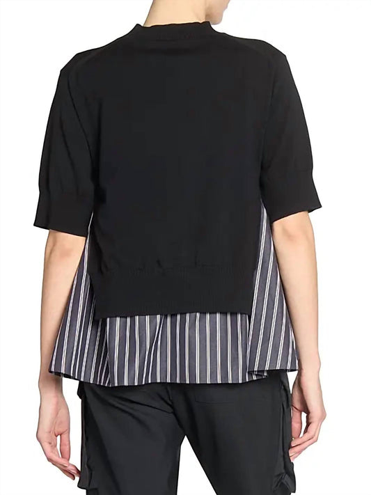 Sacai - Striped Pleated Panel Knit Pullover