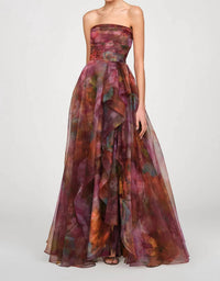 Theia - Fahreta Strapless Draped Gown