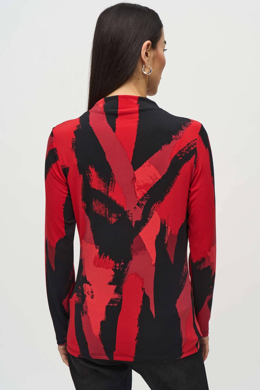 Joseph Ribkoff - Silky Knit Abstract Print Mock Neck Top