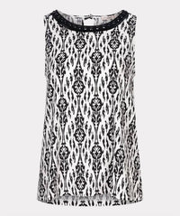 Esqualo - Saga Sleeveless Ikat Print Two Tone Top