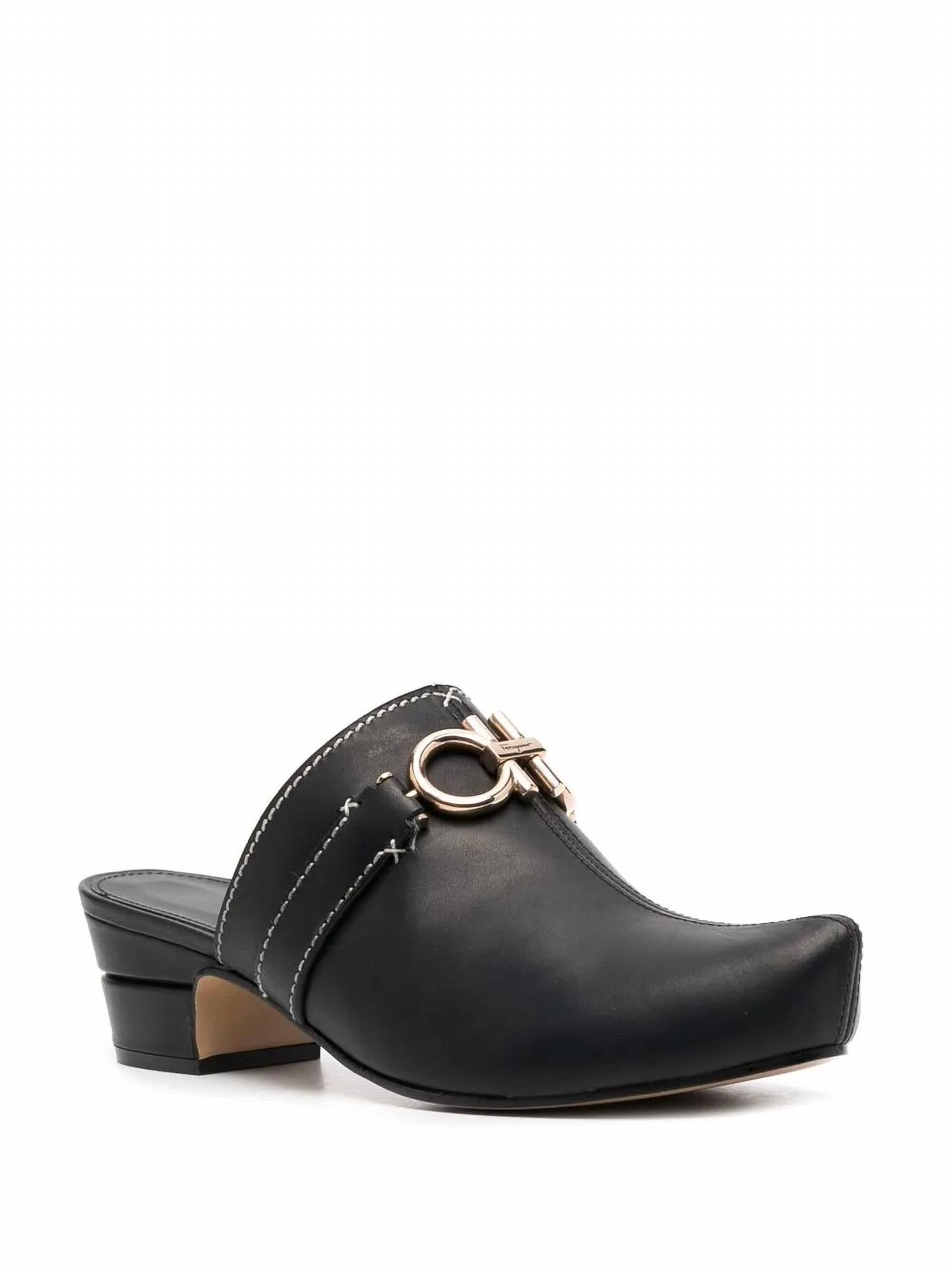 Salvatore Ferragamo Women's Gancini Leather Mules in black - women's shoe - view 196