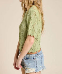 Mimosa - Baby Short Sleeve Pointell Knit Cardigan