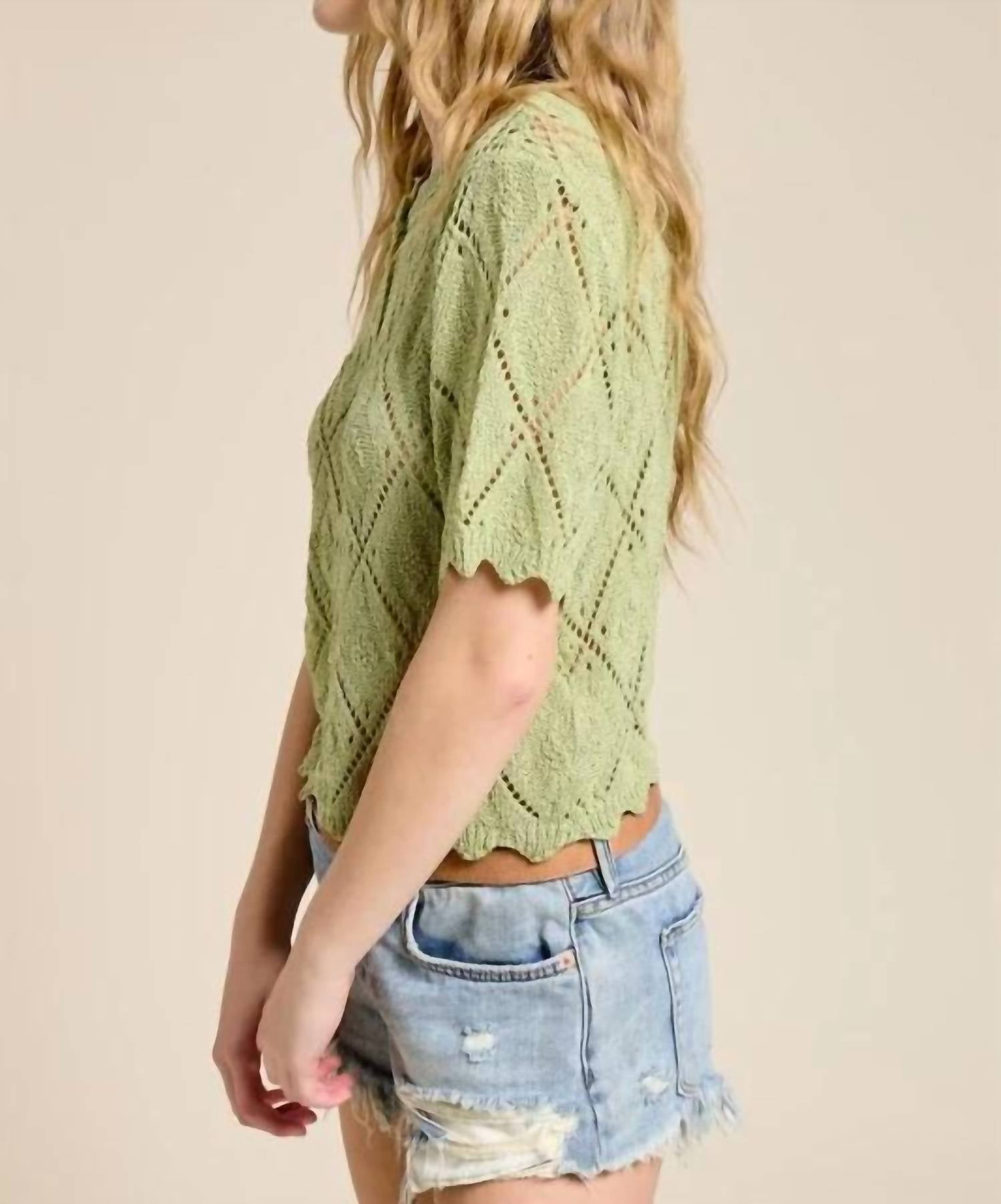 Mimosa - Baby Short Sleeve Pointell Knit Cardigan