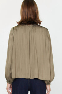 Current Air - Round Neck Long Sleeve Pleated Blouse