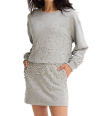ALLISON NEW YORK Rhinestone Mini Skirt in heather grey - women's skirt - alternate view