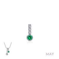 Lafonn Women's Birthstone Love Pendant in may emerald - women's item - detail view