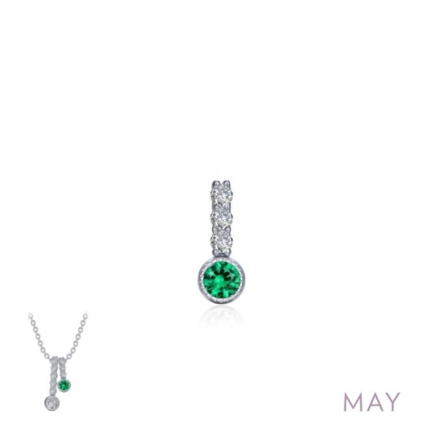 Lafonn Women's Birthstone Love Pendant in may emerald - women's item - detail view