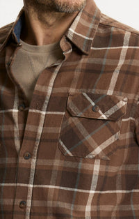 JACHS NEW YORK Brawny Flannel Shirt & Thermal Long Sleeve Tee - 2-pack in brown plaid brawny - men's shirt - detail view