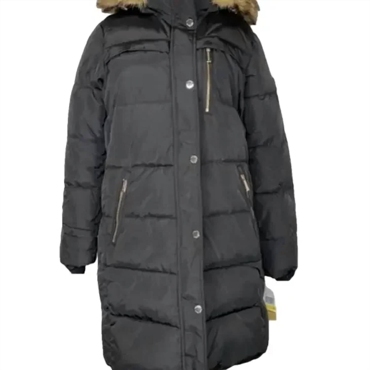 Michael Kors - Faux Fur Trim Hooded Puffer Full Zip Coat
