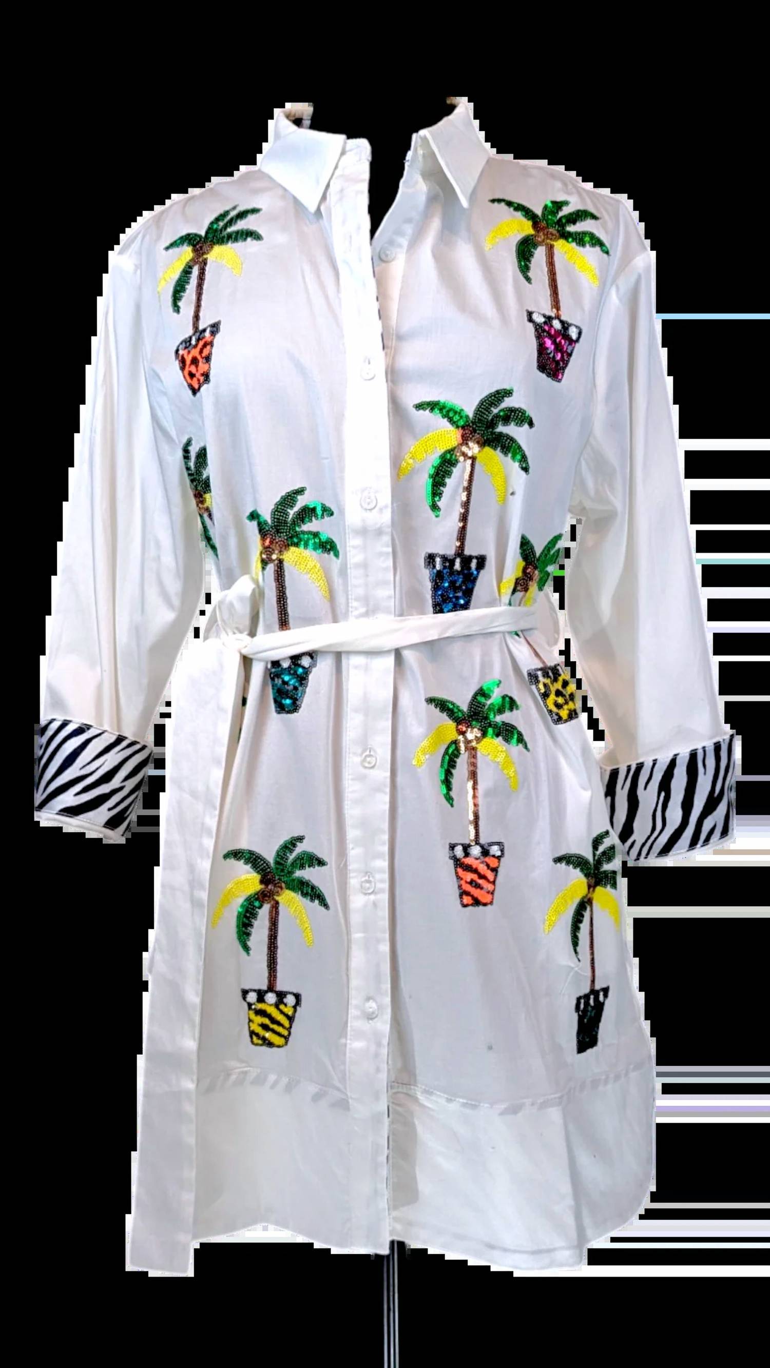 Berek - My Sequins Palmtrees Shirt Dress