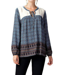 Kori - Border Print Lace Top