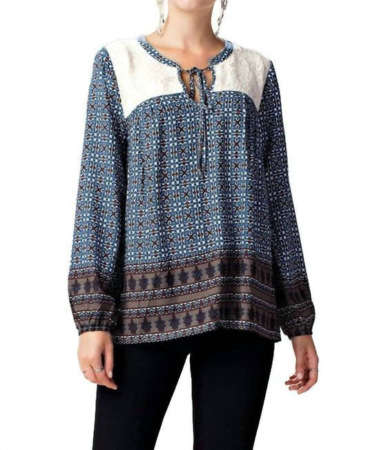 Kori - Border Print Lace Top