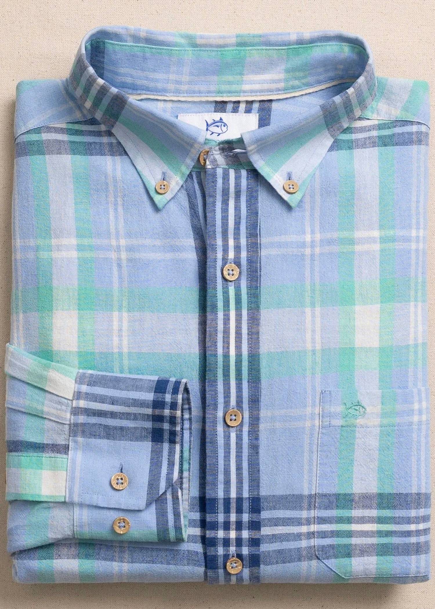 Southern Tide - Men's Cedar Island Plaid Linen Rayon Sport Shirt