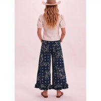 Lovlov - Paisley Ruffle Hem Wide Leg Pants