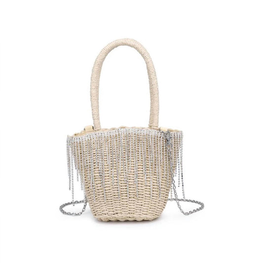 Urban Expressions - Women's Rhinestones Raffia Handbag
