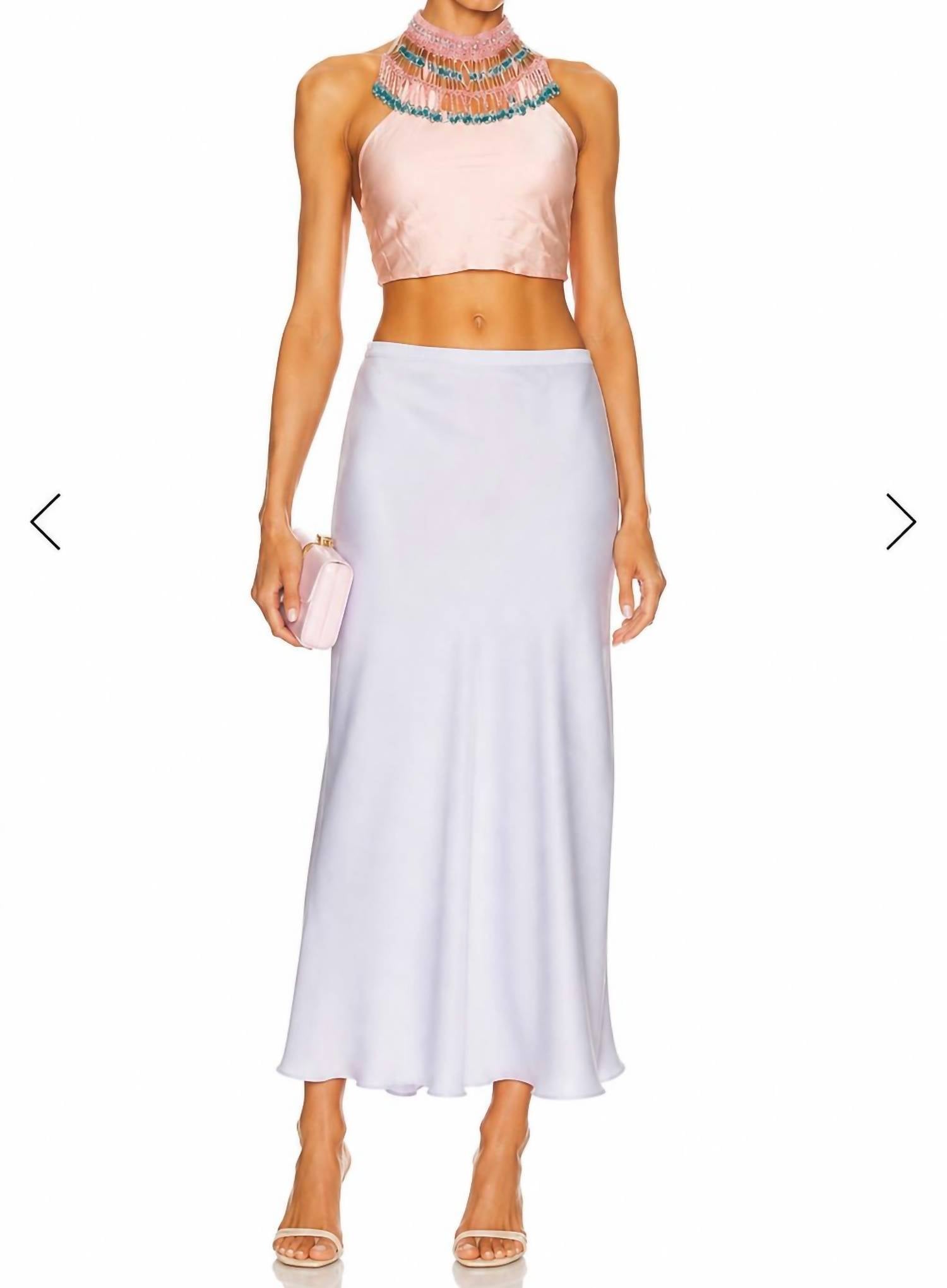 My Beachy Side Emily In Paris Beaded Halter Top in paris beaded halter top in pink - women's blouse
