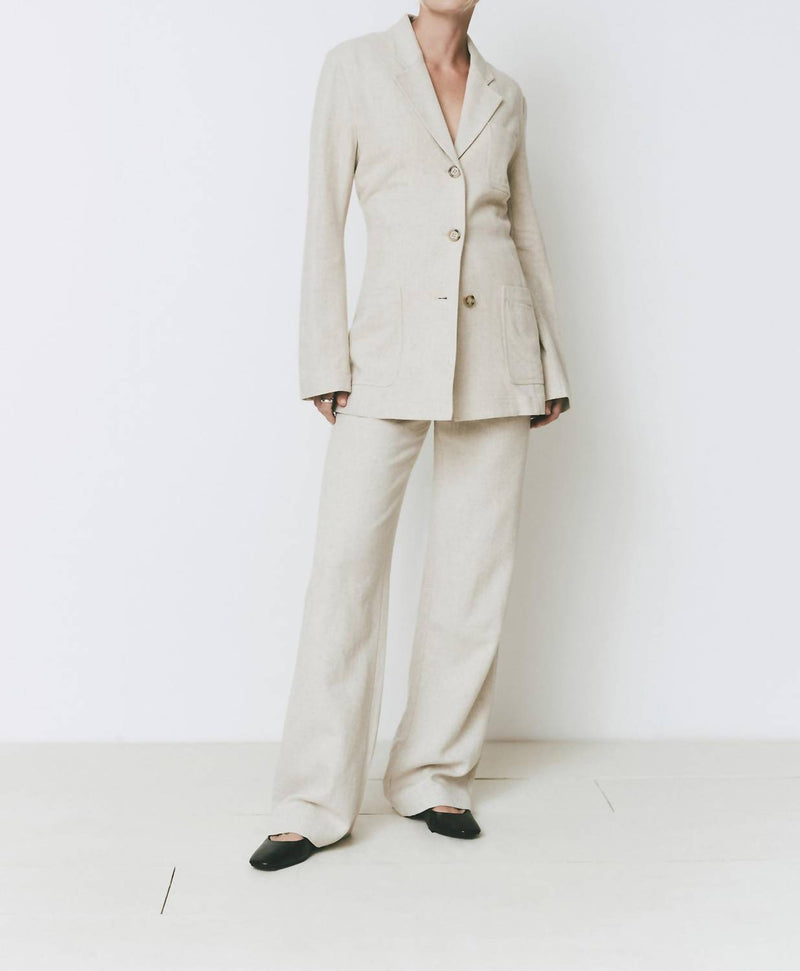 Rue Sophie Camilla Linen Blazer in wheat - women's jacket