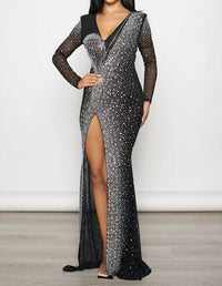Banjul - Rhinestone Fishnet Maxi Dress