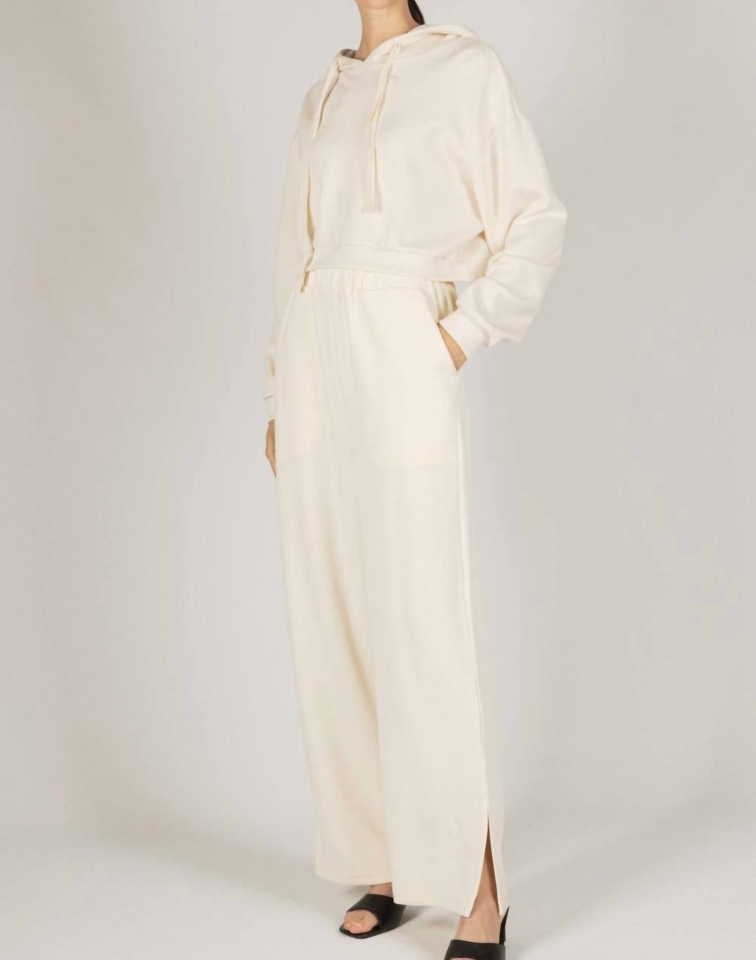 DOLCE CABO Leather Braided Jacket in eggshell - women's top - detail view