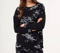 french kyss Abstract Print Scoop Neck Top in black white - women's sweater