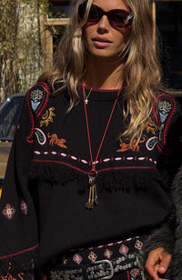 never fully dressed Jamie Long Sleeve Jumper in black - women's sweater - alternate view