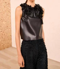 Ulla Johnson - Marlowe Foral Applique Leather Top