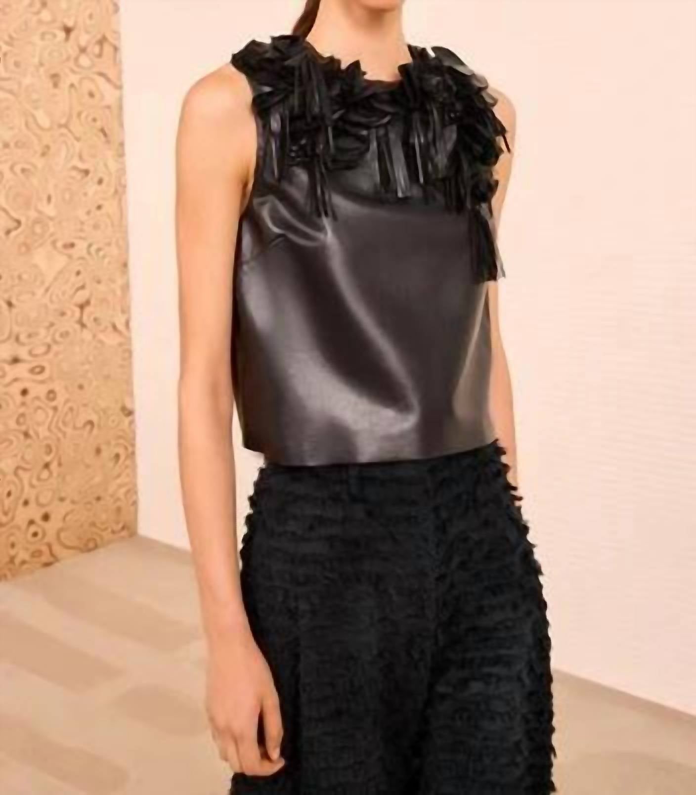 Ulla Johnson - Marlowe Foral Applique Leather Top