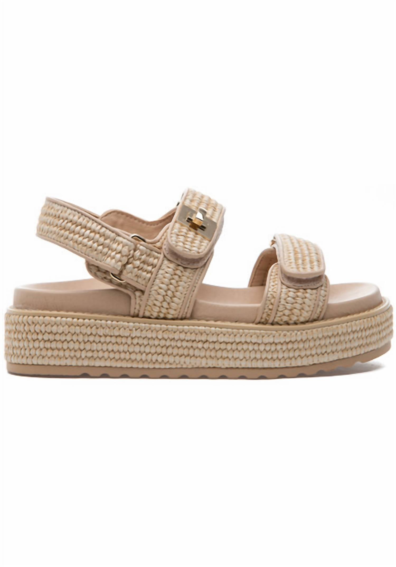 STEVE MADDEN Women's Bigmona Platform Sandals in natural raffia - women's sandal - detail view