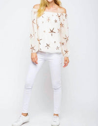 &merci Stargaze Off The Shoulder Top in ivory - women's blouse