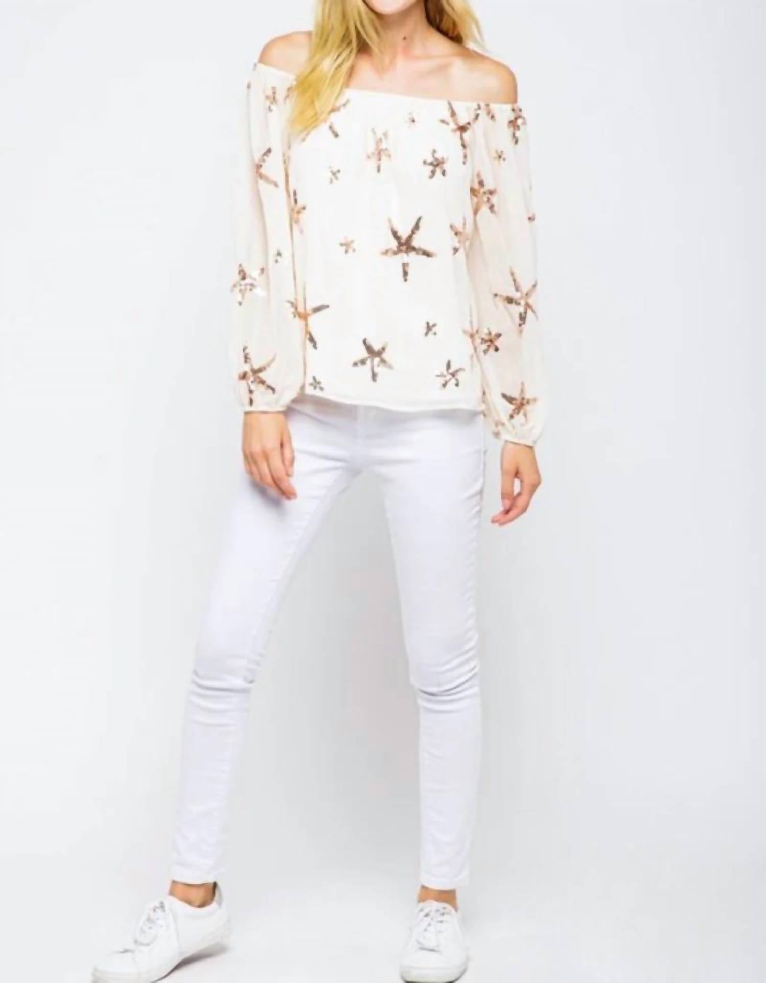 &merci Stargaze Off The Shoulder Top in ivory - women's blouse