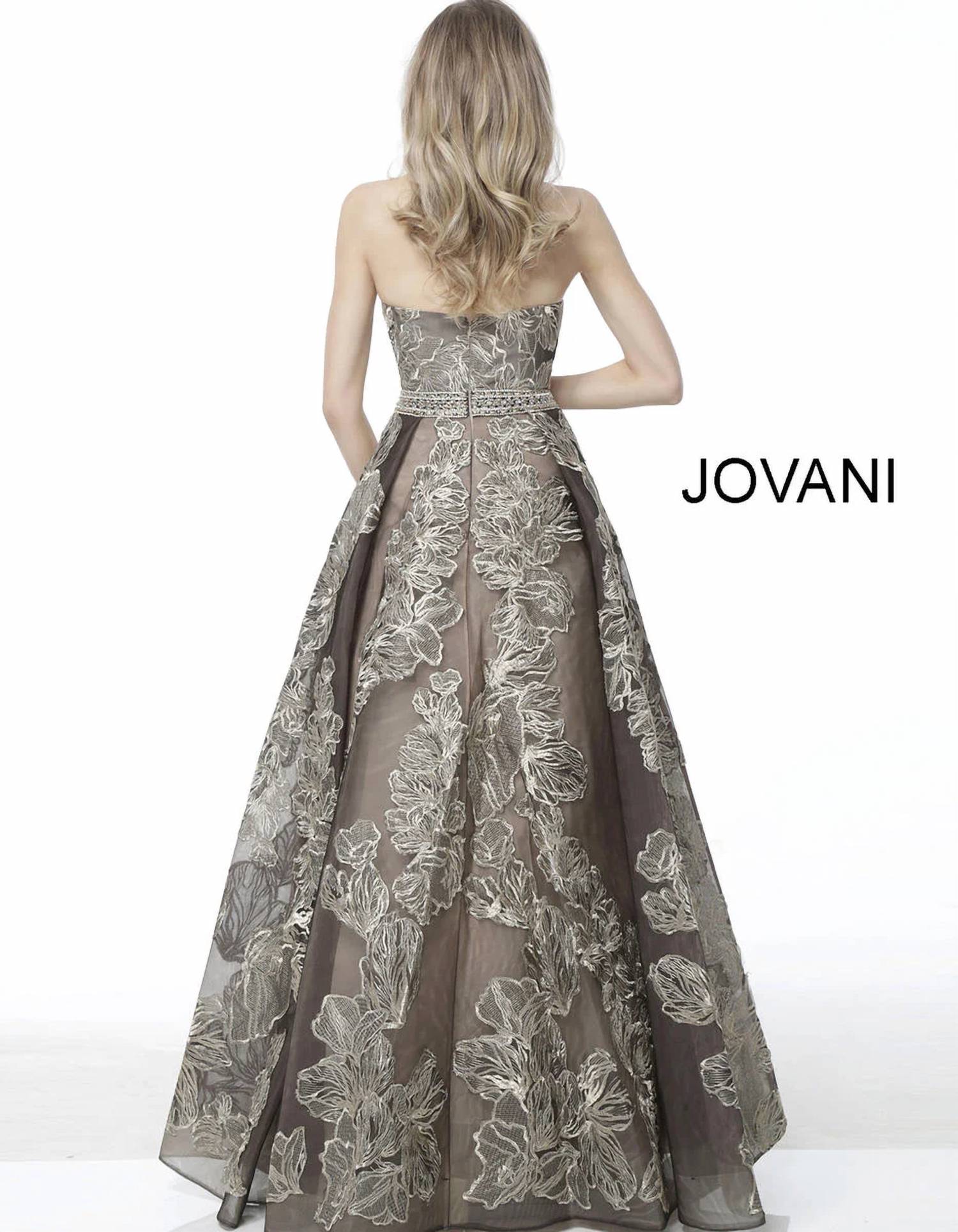 Jovani - Pleated Strapless Evening A Line Dress