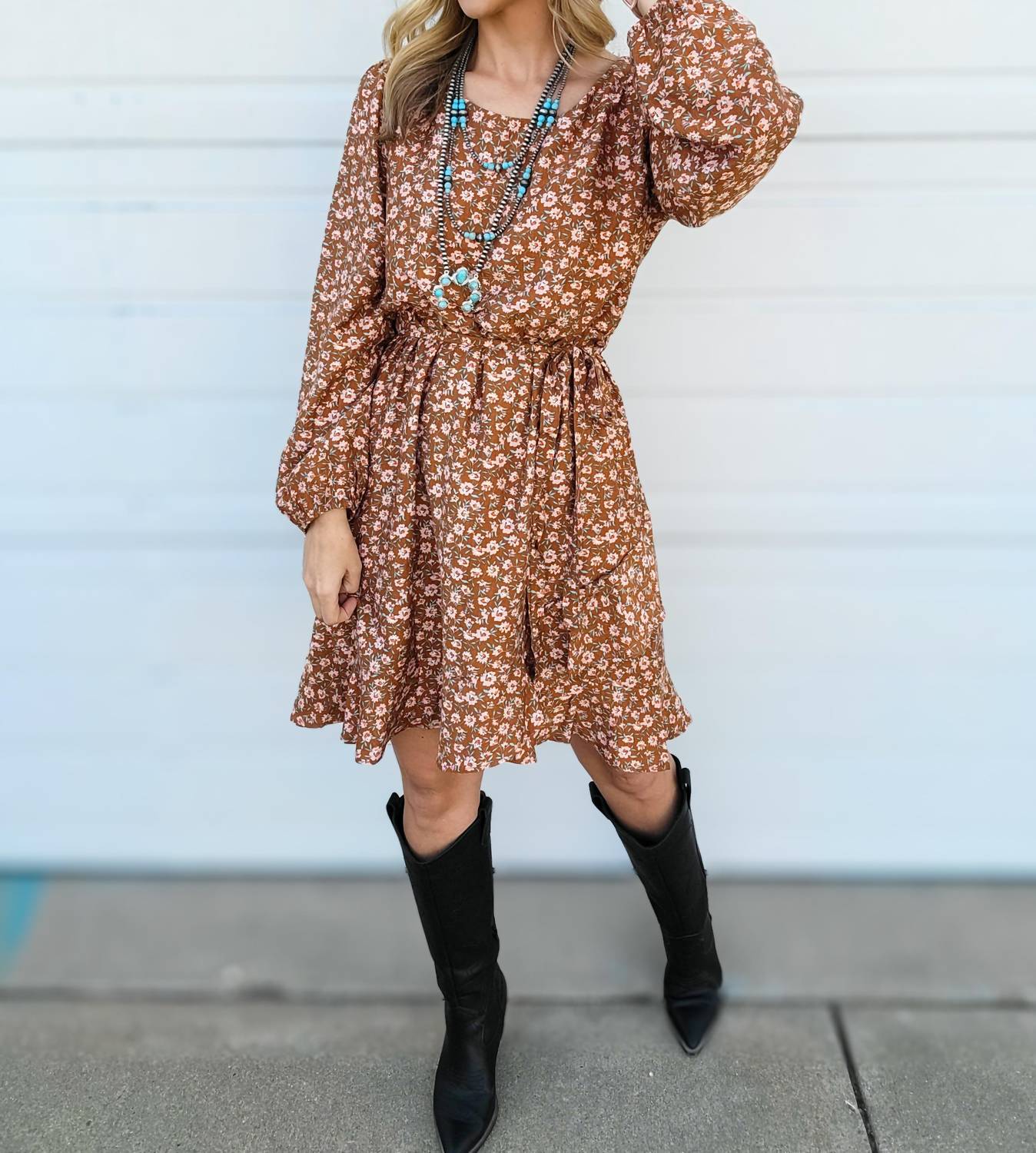 GILLI Darla Dress in mocha - women's dress - detail view