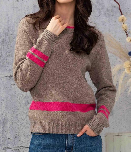 Alison Sheri - TAUPE PINK STRIPE JUMPER