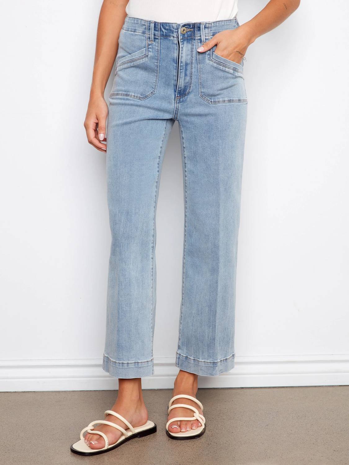 Charlie B - Cropped Wide Legged With Patch Pocket Jeans