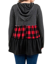 Heimish Usa - Tiered Babydoll Hoodie Top