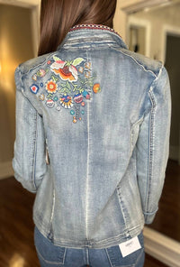 Tru Luxe - Embroidered Denim Jacket