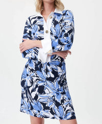 Joseph Ribkoff Floral Sheath Midi Dress in blue vanilla - women's dress