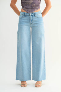 JUST USA Relaxed Wide Leg Jeans in light denim - women's jeans