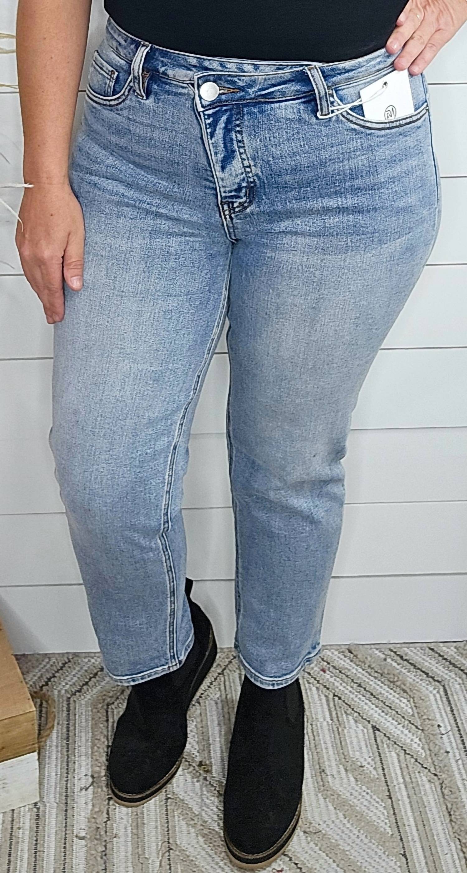 YMI Women's Rfm Dylan Tummy Control Straight Leg Jean Cross Front in blue - women's jeans - view 5