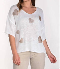 Frank Lyman - Off White Knit Heart Sweater