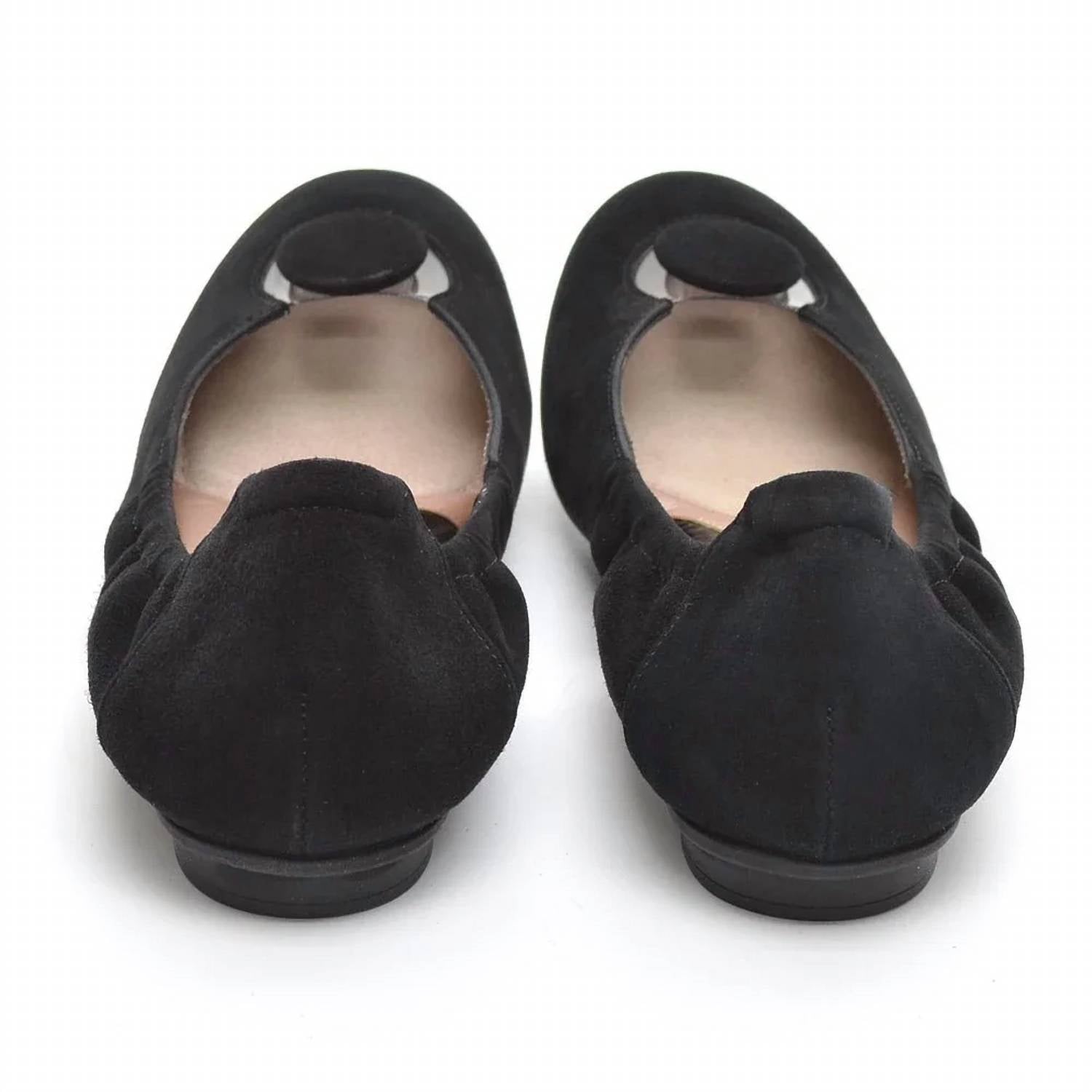 Beautifeel Women's Mary Ballerina Flats in black suede - women's flats - alternate view