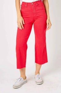 Judy Blue - Women's Garment Dyed Tummy Control Crop Wide Pants