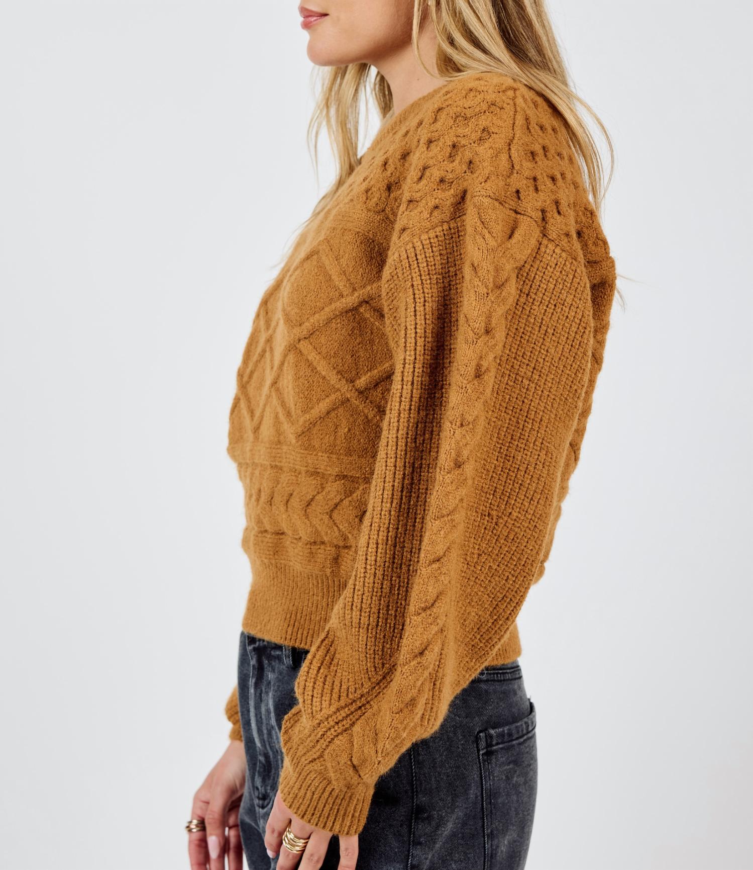 Sadie & Sage - Raised Knit Crewneck Sweater