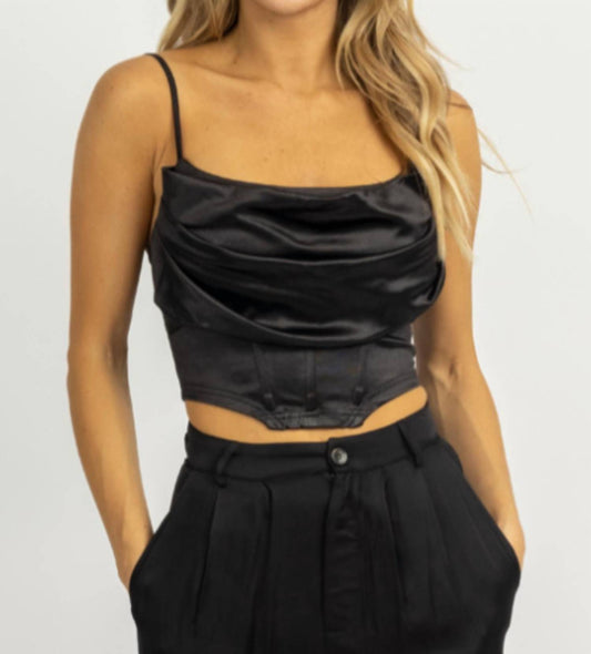 BONING DETAIL COWL NECK TOP