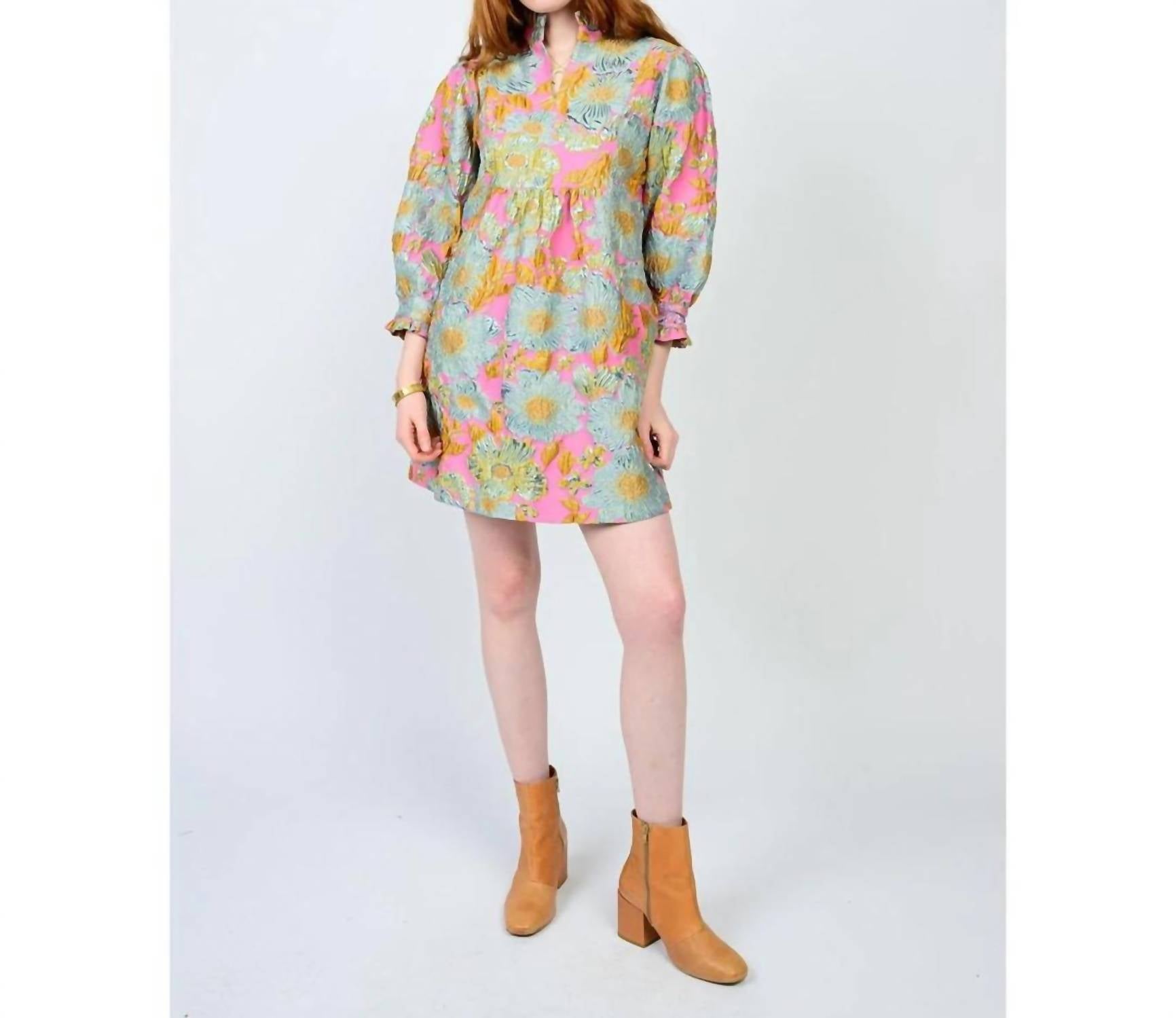 Uncle Frank - Brocade ruffle neck dress