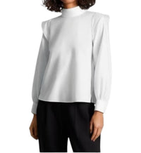 Everlane Wing Shoulder Mockneck Cotton Blouse in white - women's blouse