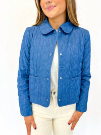 current air Heart Quilted Cropped Jacket in denim - women's jacket - detail view