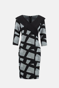 Joseph Ribkoff Shawl Collar Dress in black white - women's dress - view 5